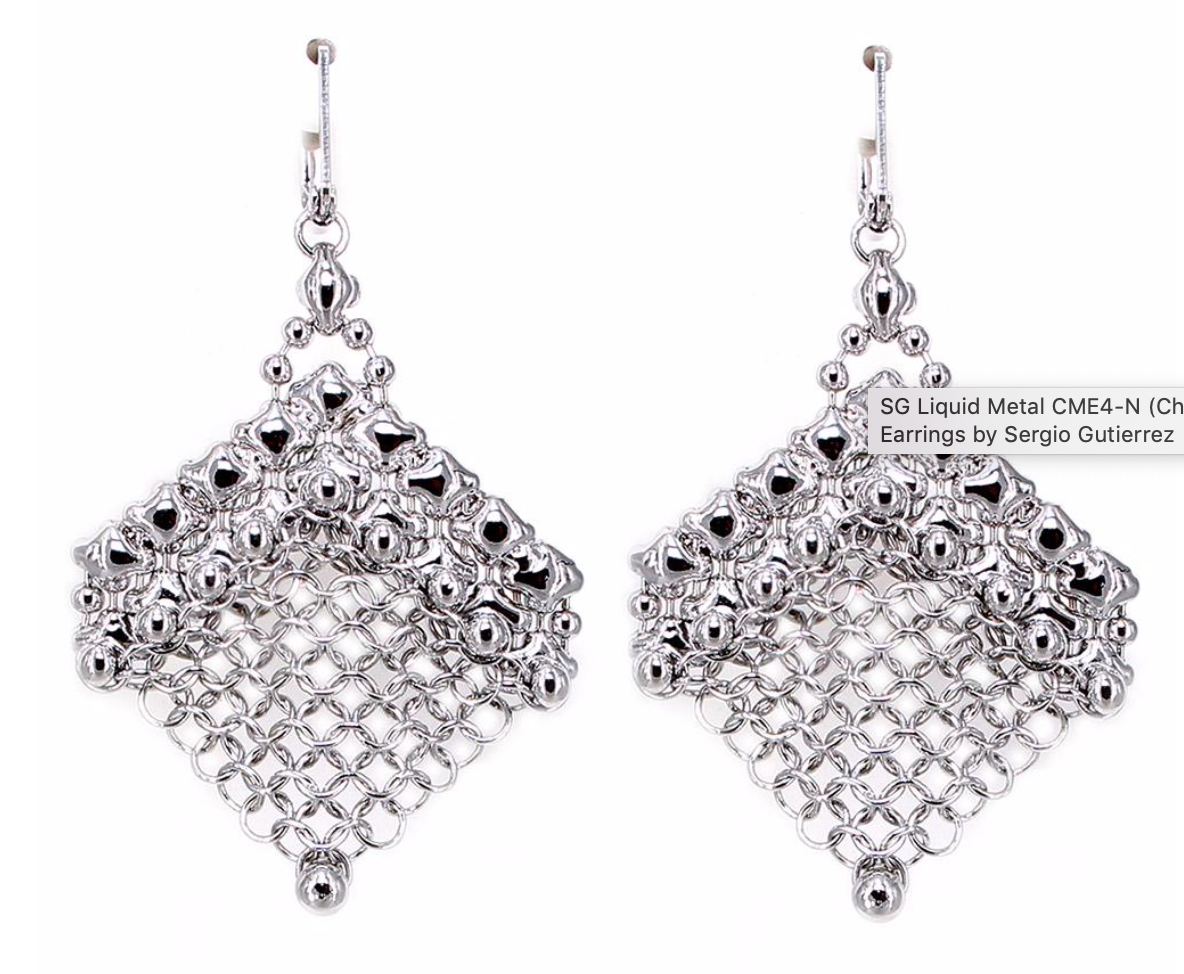 Sergio Silver Triangle Mesh Drop Earrings