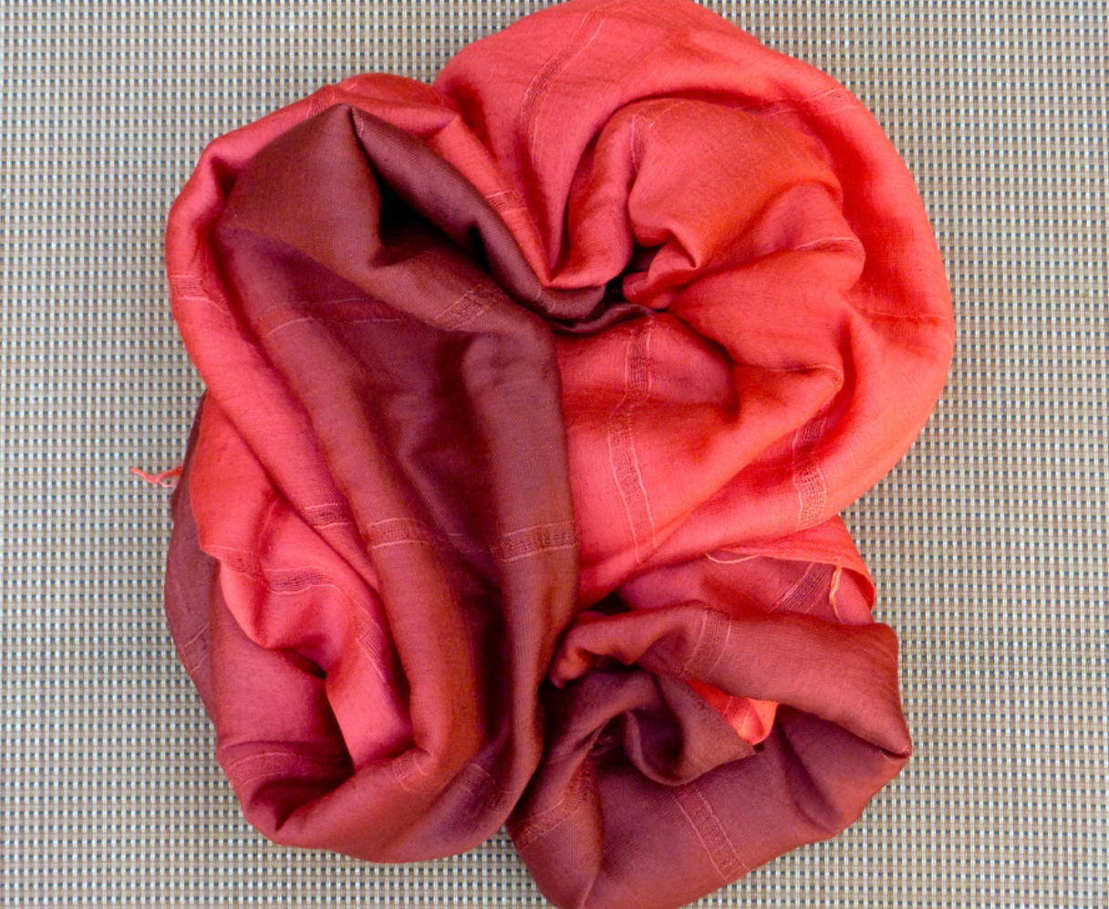 Baschung- Silk/Cotton Ombre Scarf- Red