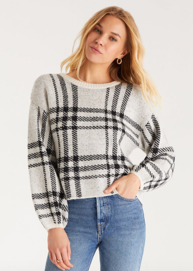 Z Supply - Solange Plaid Sweater - Oat