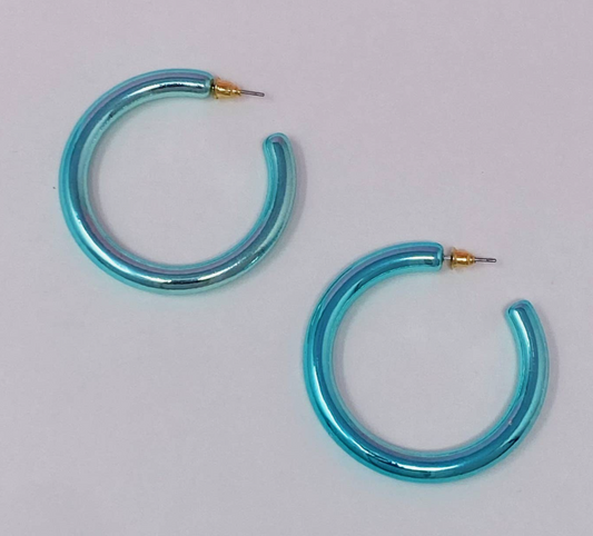 Ellison & Young- Colored Tube Hoops- Turquoise