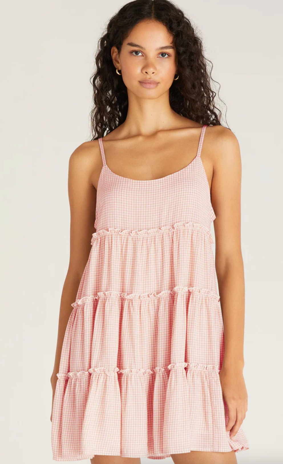 Z Supply- Carina Gingham Mini Dress- Seashell Pink