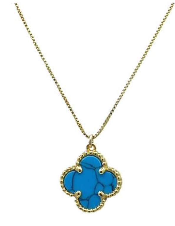 Athena- Turq Clover Pendant Necklace