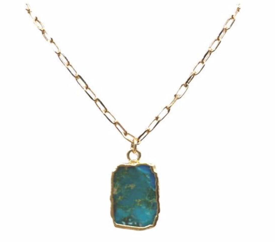Athena- Turquoise Druzy Drop Necklace