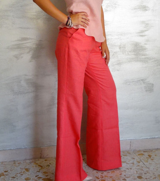 Made in Italy - Ladies Woven Pants - Coral
