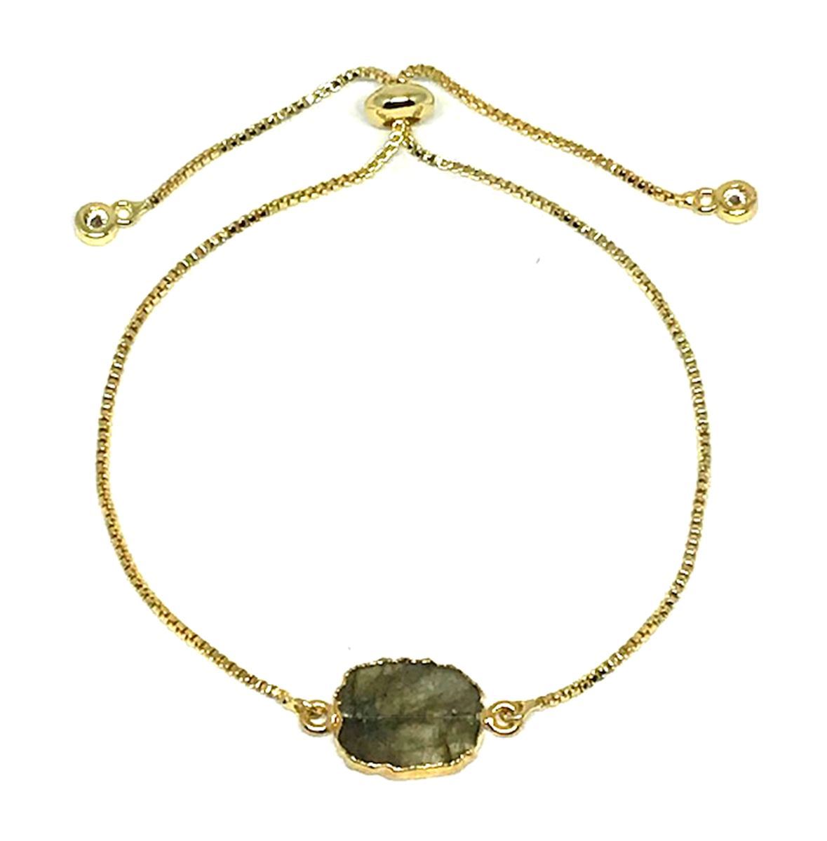 Athena Gold Pull Bracelet-Labradorite