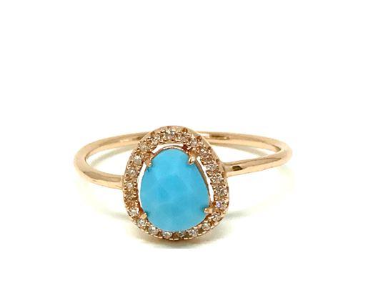 Athena Gold and Turquoise Halo Ring- Size 7